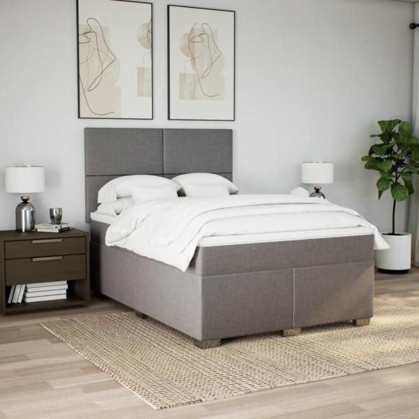 Boxspringbett mit Matratze Taupe 140x190 cm Stoff