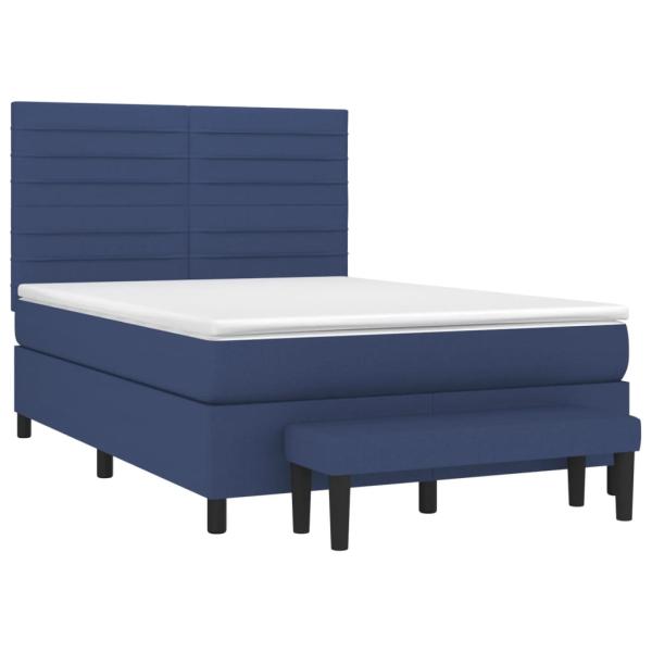 Boxspringbett mit Matratze Blau 140x190 cm Stoff