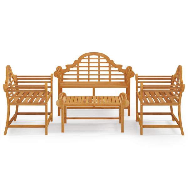 4-tlg. Garten-Lounge-Set Massivholz Teak