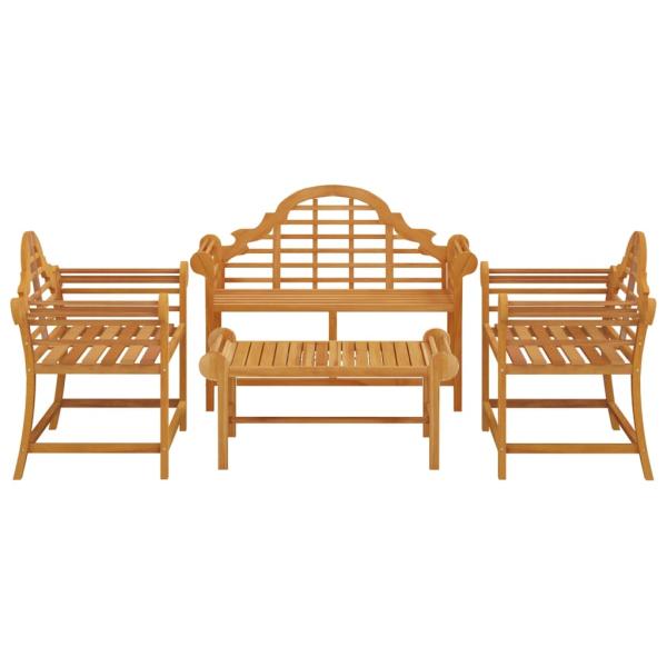 4-tlg. Garten-Lounge-Set Massivholz Teak