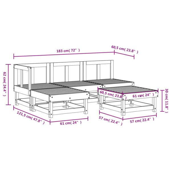 5-tlg. Garten-Lounge-Set Massivholz Douglasie