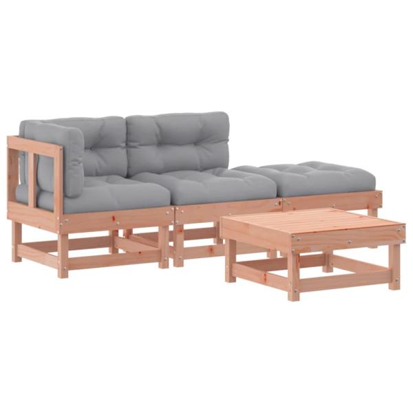 4-tlg. Garten-Lounge-Set mit Kissen Massivholz Douglasie