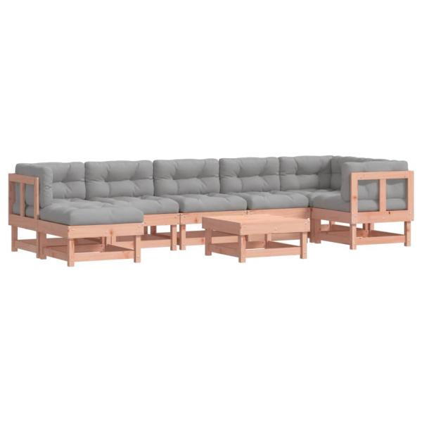 8-tlg. Garten-Lounge-Set mit Kissen Massivholz Douglasie