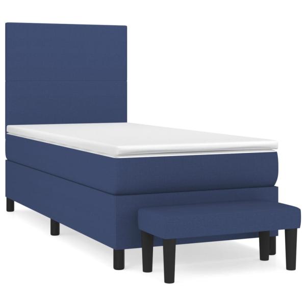 Boxspringbett mit Matratze Blau 90x190 cm Stoff