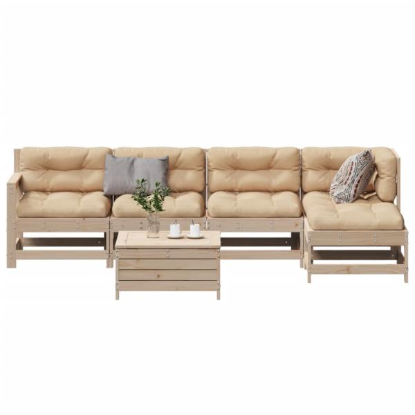 ARDEBO.de - 6-tlg. Garten-Lounge-Set mit Kissen Massivholz Kiefer