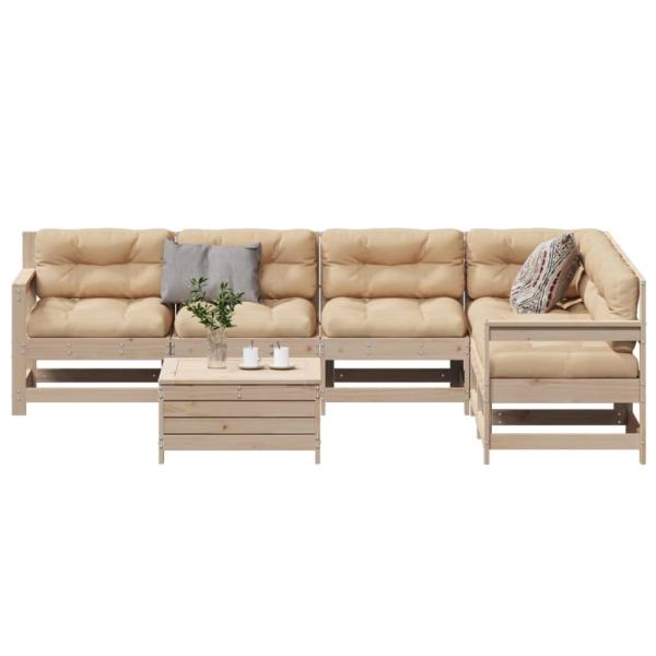 ARDEBO.de - 7-tlg. Garten-Lounge-Set mit Kissen Massivholz Kiefer