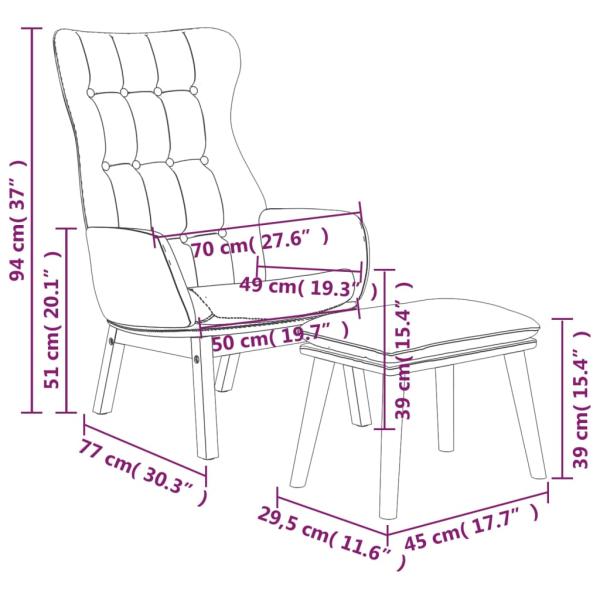 Relaxsessel mit Hocker Hellgrau Stoff