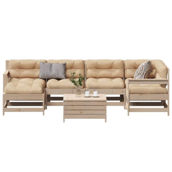 ARDEBO.de - 7-tlg. Garten-Lounge-Set mit Kissen Massivholz Kiefer