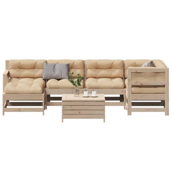 ARDEBO.de - 7-tlg. Garten-Lounge-Set mit Kissen Massivholz Kiefer