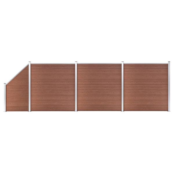 ARDEBO.de - WPC Zaun-Set 3 Quadrate + 1 Schräge 619x186 cm Braun