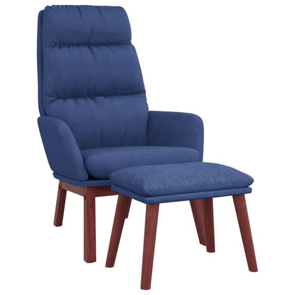 Relaxsessel mit Hocker Blau Stoff