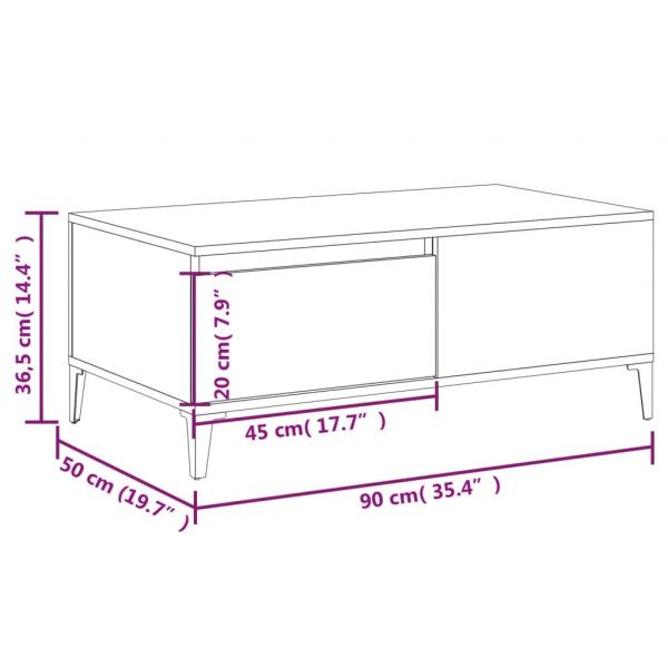 Couchtisch Räuchereiche 90x50x36,5 cm Holzwerkstoff