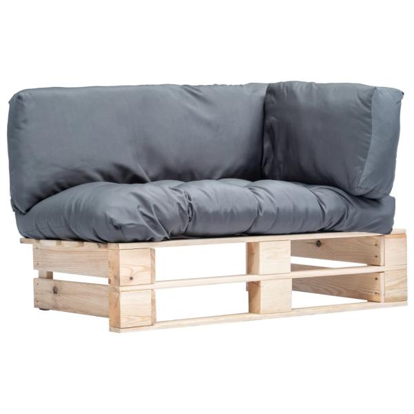 ARDEBO.de - Outdoor-Sofa Paletten mit Kissen in Grau Kiefernholz