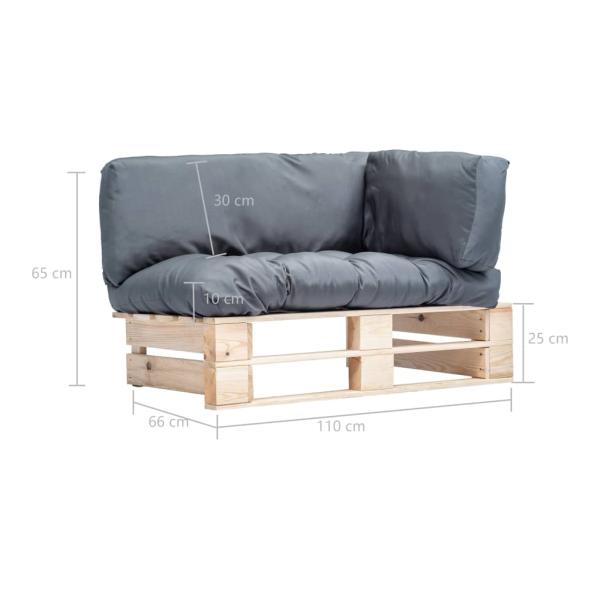 Outdoor-Sofa Paletten mit Kissen in Grau Kiefernholz