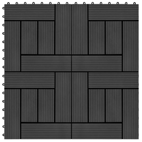 ARDEBO.de - 22 Stk. Terrassenfliesen 30 x 30 cm 2 qm WPC Schwarz