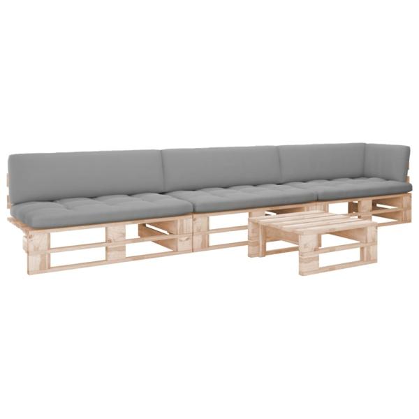 ARDEBO.de - 4-tlg. Paletten-Lounge-Set mit Kissen Imprägniertes Kiefernholz