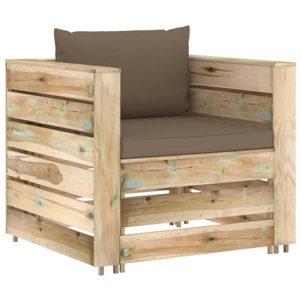 2-tlg. Garten-Lounge-Set mit Kissen Grün Imprägniertes Holz