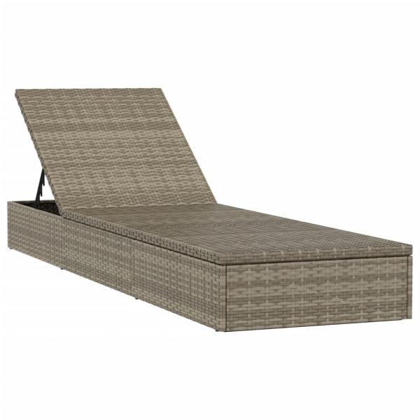 Sonnenliege 1 Stk. mit Tisch Grau Poly Rattan