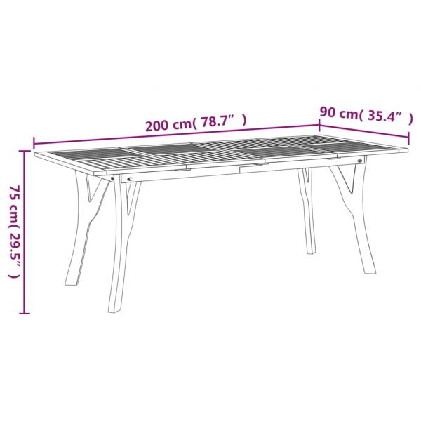 Gartentisch 200x90x75 cm Massivholz Akazie