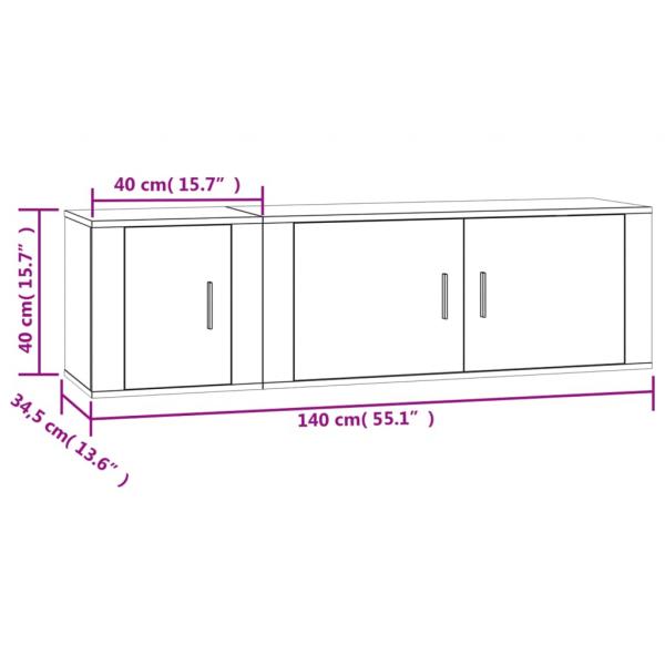 2-tlg. TV-Schrank-Set Hochglanz-Weiß Holzwerkstoff