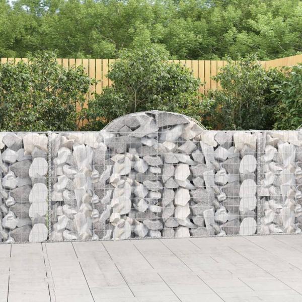 ARDEBO.de - Gabionen mit Hochbogen 2 Stk. 200x30x100/120cm Verzinktes Eisen