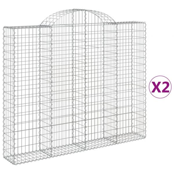 Gabionen mit Hochbogen 2 Stk. 200x30x160/180cm Verzinktes Eisen