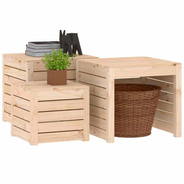 3-tlg. Gartenbox-Set Massivholz Kiefer