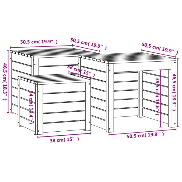 3-tlg. Gartenbox-Set Honigbraun Massivholz Kiefer