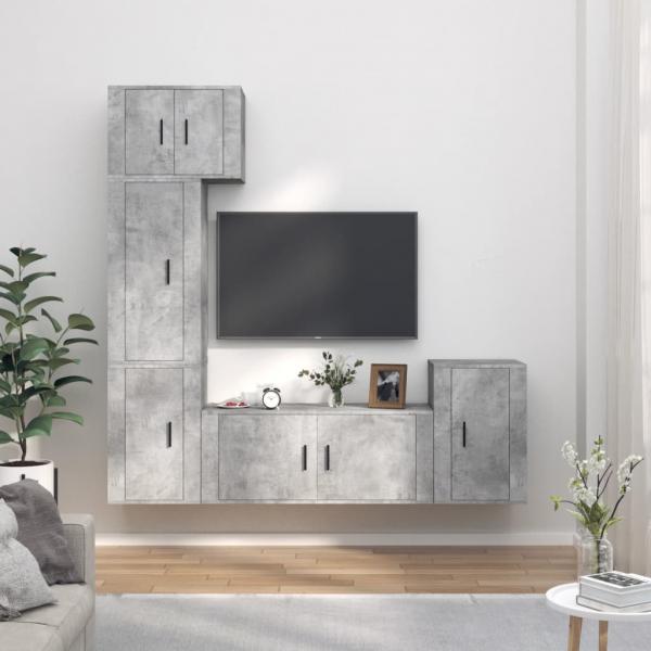 ARDEBO.de - 5-tlg. TV-Schrank-Set Betongrau Holzwerkstoff