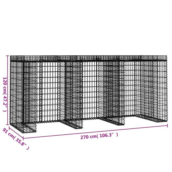 Gabionen-Mülltonnenbox 270x91x120 cm Verzinktes Eisen