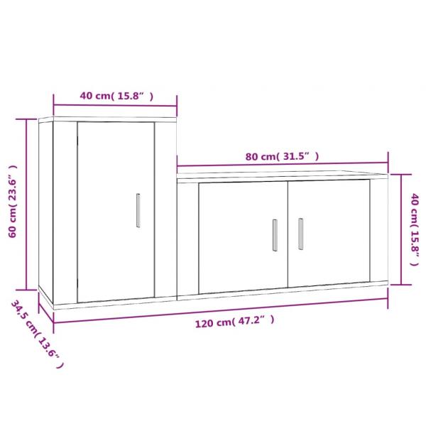 2-tlg. TV-Schrank-Set Räuchereiche Holzwerkstoff