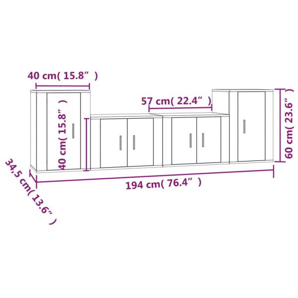 4-tlg. TV-Schrank-Set Räuchereiche Holzwerkstoff