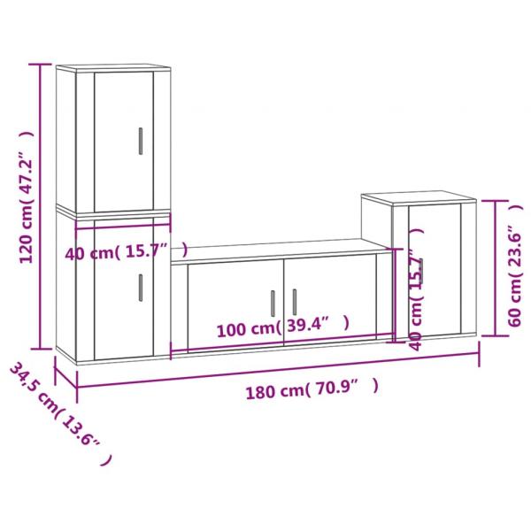 4-tlg. TV-Schrank-Set Betongrau Holzwerkstoff