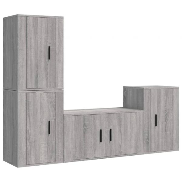 4-tlg. TV-Schrank-Set Grau Sonoma Holzwerkstoff