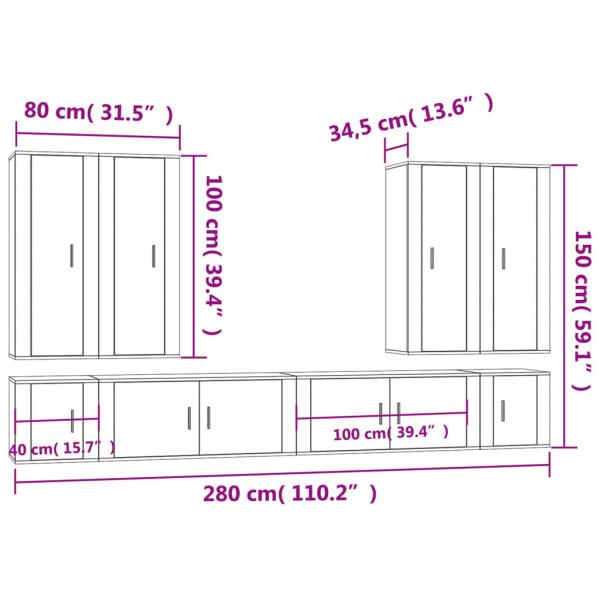 8-tlg. TV-Schrank-Set Hochglanz-Weiß Holzwerkstoff