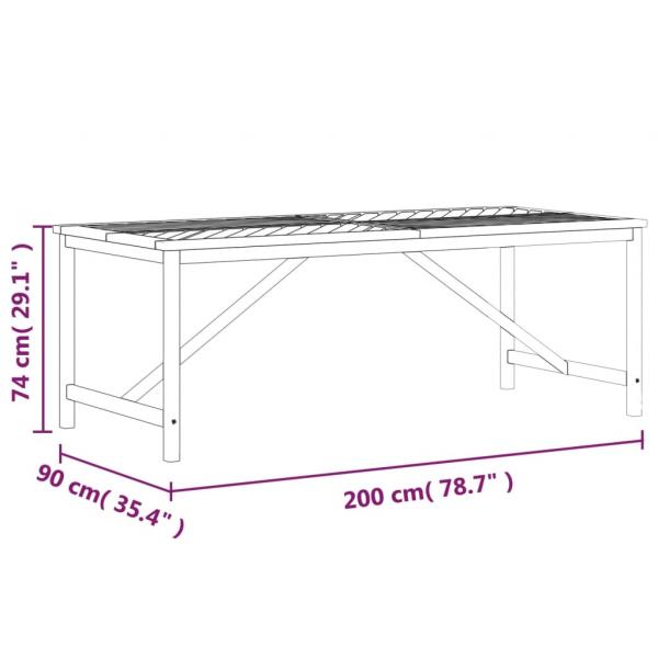 Garten-Esstisch 200x90x74 cm Massivholz Akazie