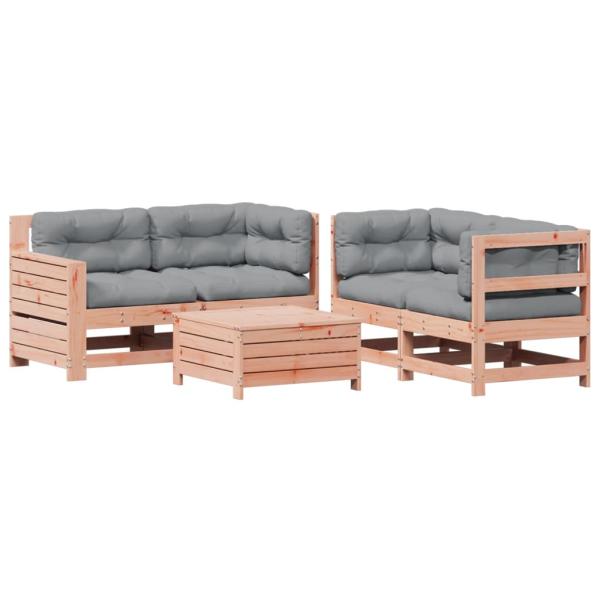 5-tlg. Garten-Lounge-Set mit Kissen Massivholz Douglasie