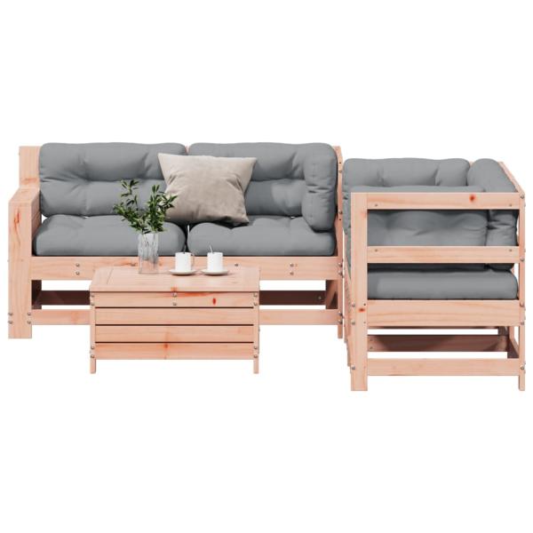 5-tlg. Garten-Lounge-Set mit Kissen Massivholz Douglasie