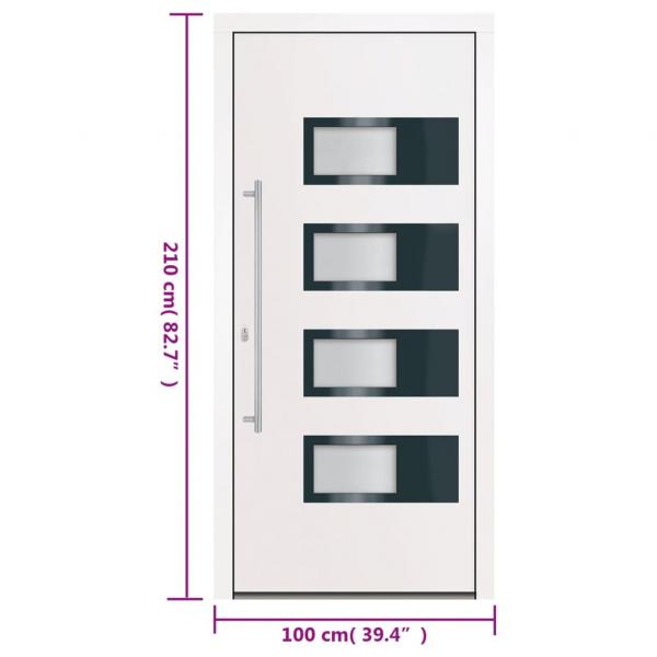 Haustür Weiß 100x210 cm Aluminium und PVC