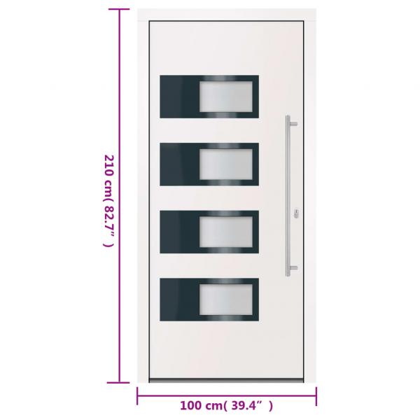 Haustür Weiß 100x210 cm Aluminium und PVC