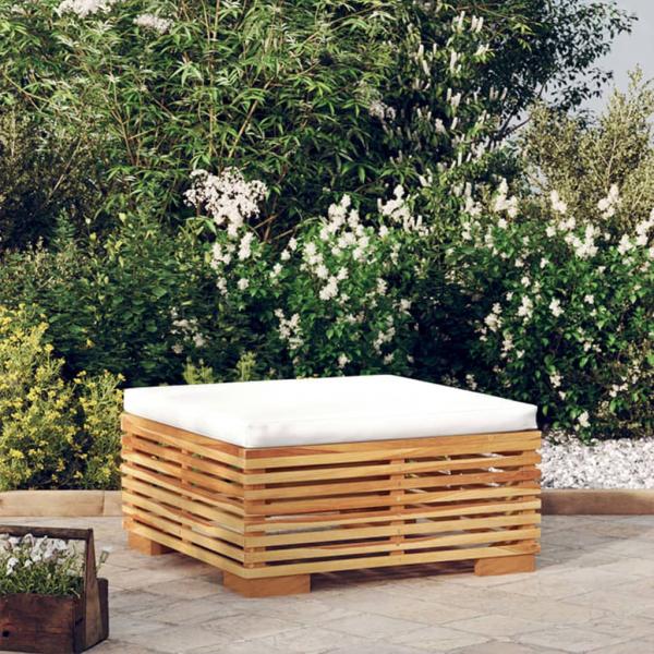 ARDEBO.de - Gartenhocker mit Creme Kissen Massivholz Teak