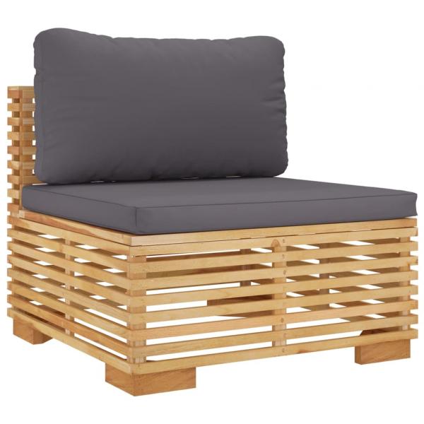 3-tlg. Garten-Lounge-Set mit Kissen Massivholz Teak