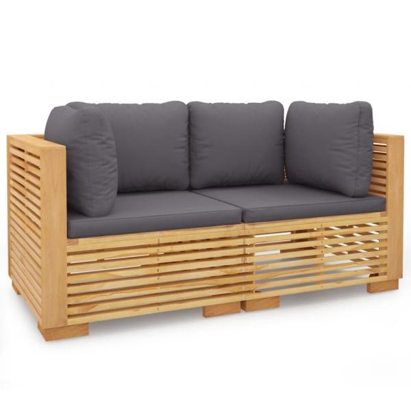 Garten-Ecksofas mit Kissen 2 Stk. Massivholz Teak