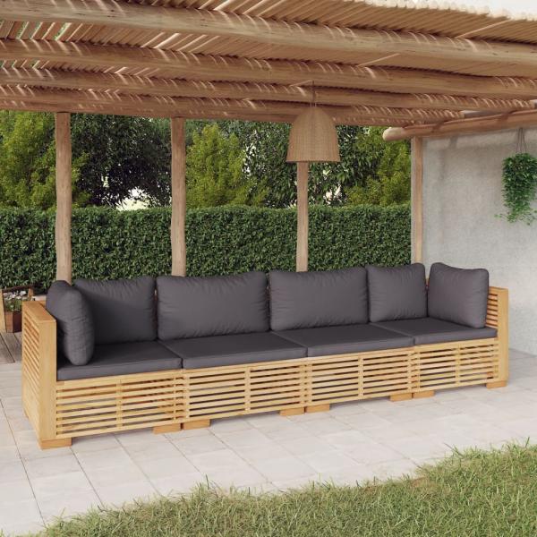 ARDEBO.de - 4-tlg. Garten-Lounge-Set mit Kissen Massivholz Teak