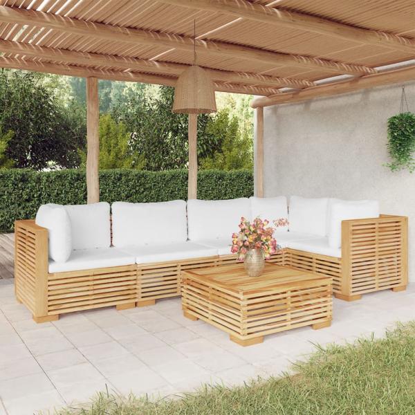 ARDEBO.de - 6-tlg. Garten-Lounge-Set mit Kissen Massivholz Teak