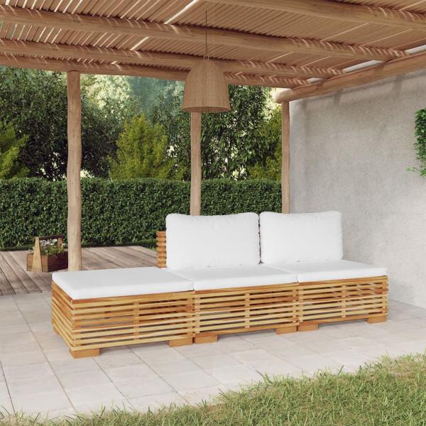 ARDEBO.de - 3-tlg. Garten-Lounge-Set mit Kissen Massivholz Teak