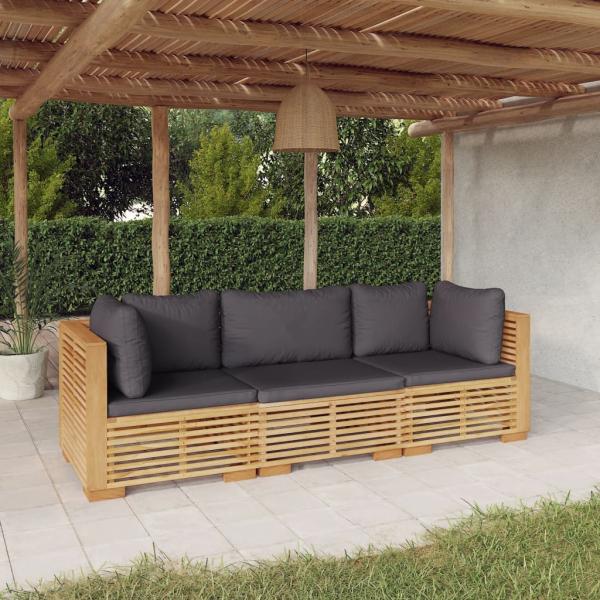 ARDEBO.de - 3-tlg. Garten-Lounge-Set mit Kissen Massivholz Teak