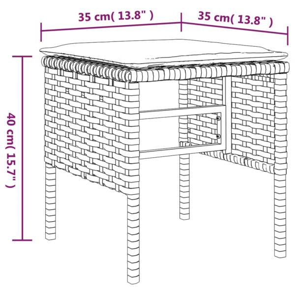 Gartenhocker mit Kissen 4 Stk. Schwarz Poly Rattan