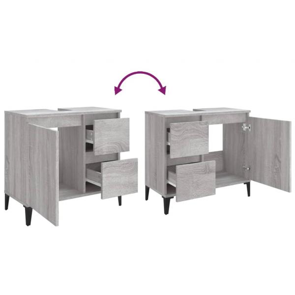 Badschrank Grau Sonoma 65x33x60 cm Holzwerkstoff