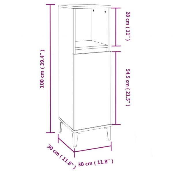 Badschrank Räuchereiche 30x30x100 cm Holzwerkstoff